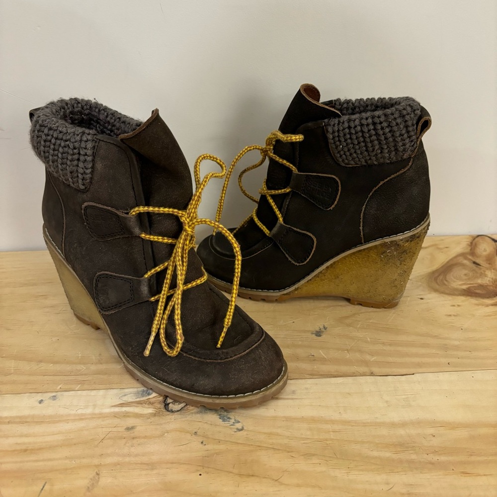See by Chloe suede wedge heel ankle boots 38